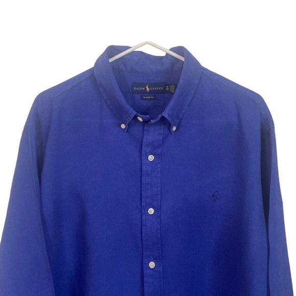 Ralph Lauren Classic Fit Royal Blue Button Down Dress Shirt Size XL - Picture 2 of 6